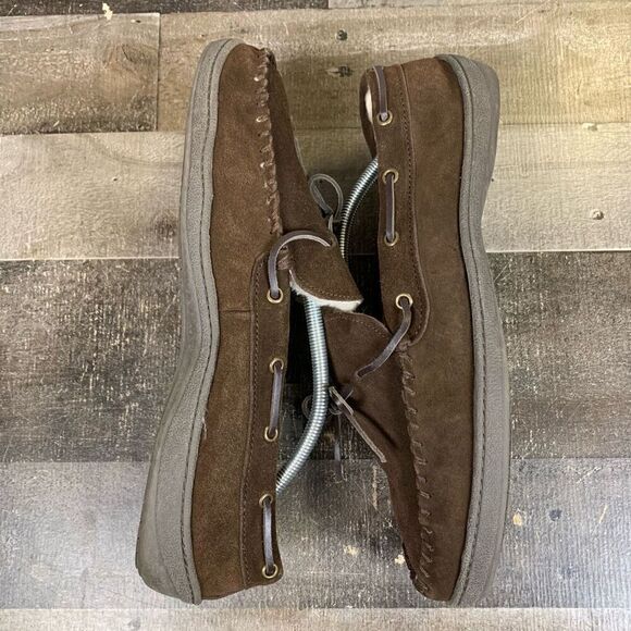 Clarks Bruno Suede Moccasin Faux Fur Slippers Dark Brown 22SH-0011 Mens Size 12M - Picture 6 of 10